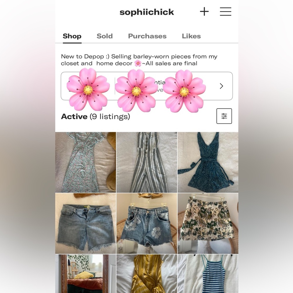 Follow me on my new account on ‘Depop’ for new pieces🌸 @sophiichick